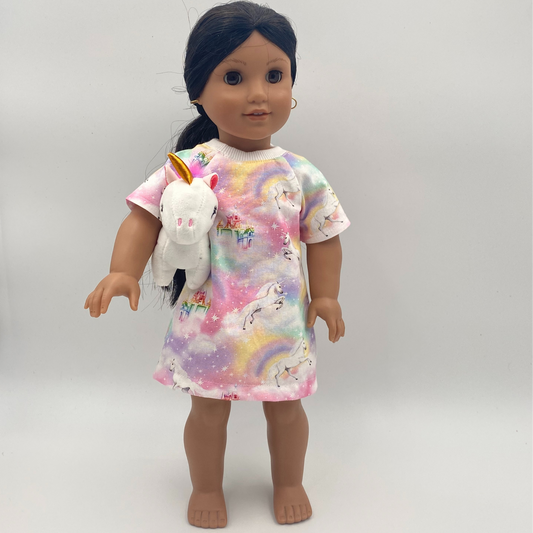 Unicorn Night Gown with Unicorn Toy