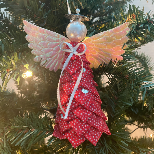 Red and Silver Angel Ornament