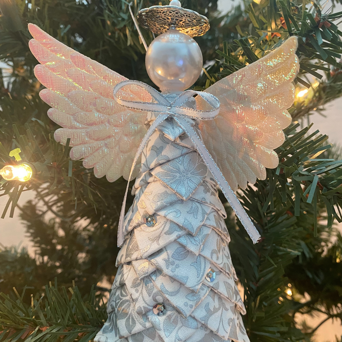 Silver and White Angel Ornament