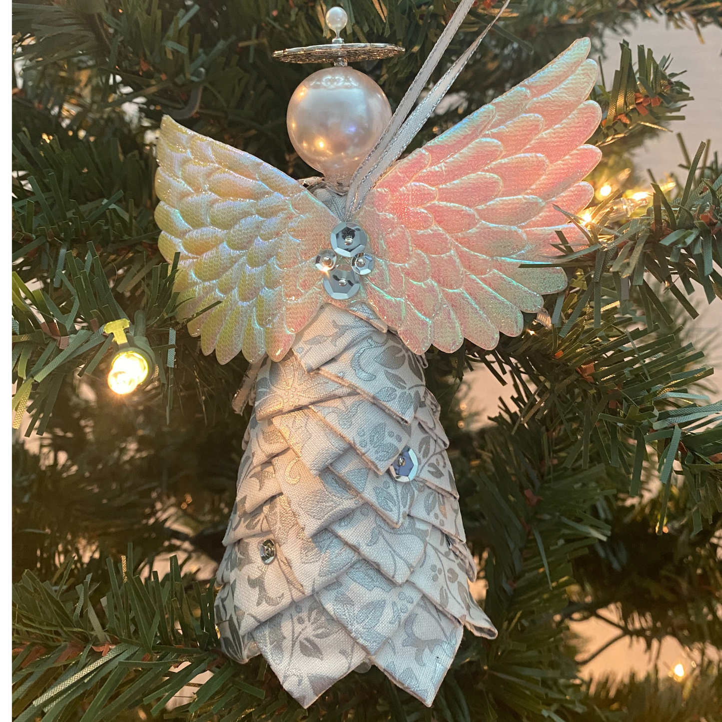 Silver and White Angel Ornament