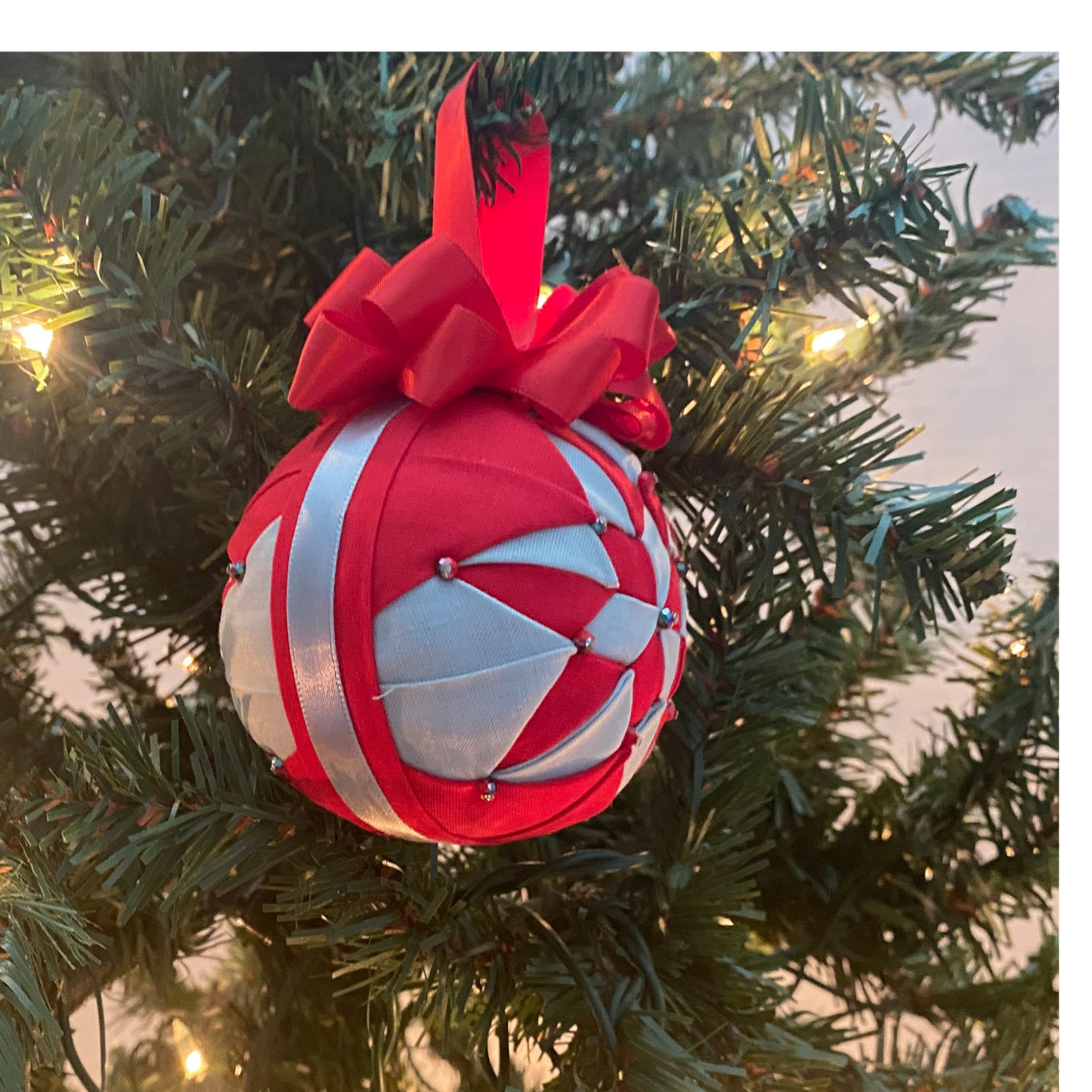 Red and Grey Kalidescope  Ornament