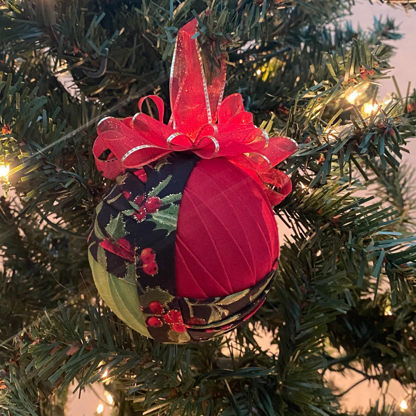 Red, Green and Holly Trinity Knot Ornament